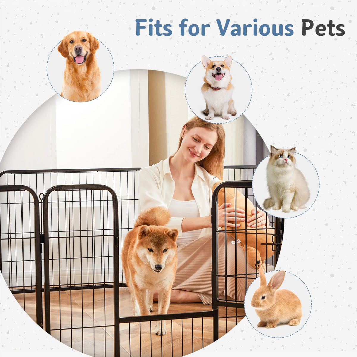 JHK Metal Foldable Dog Playpen And Outdoor Pet Exercise Fence