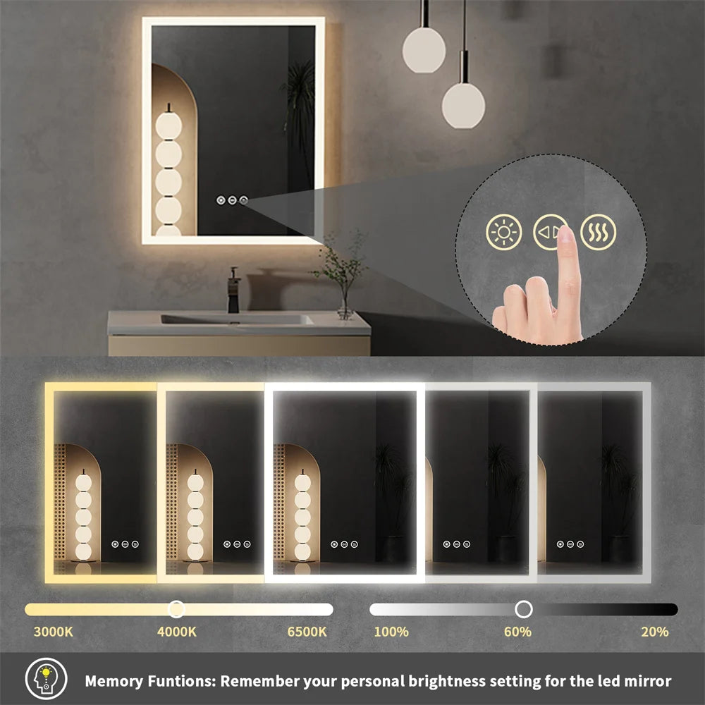 LUVODI Touch LED Bathroom Vanity Mirror With Dimming Defogger
