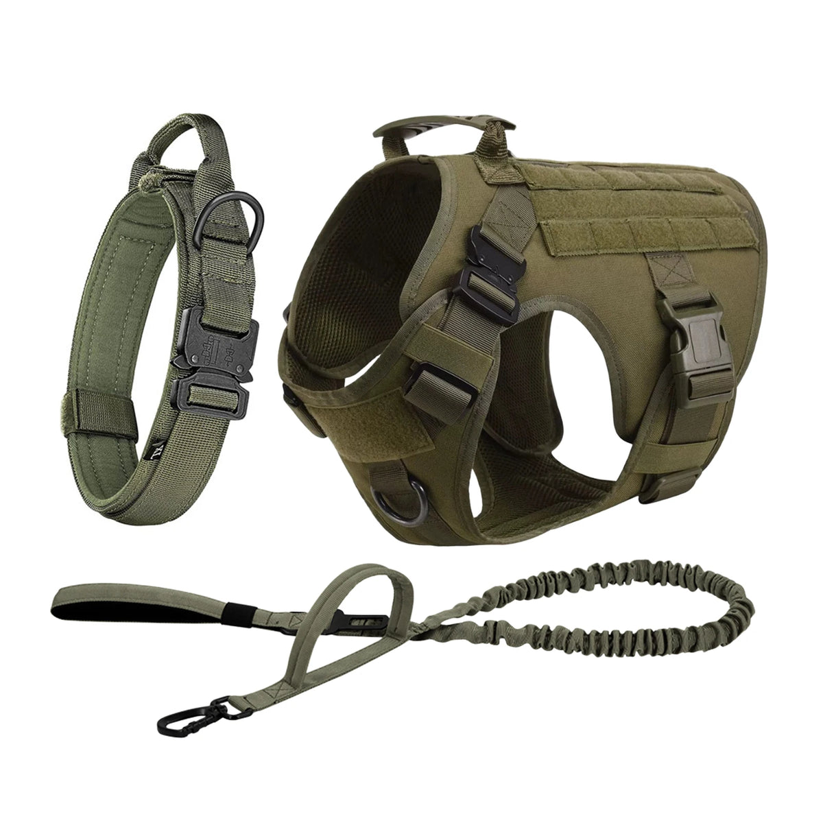 Tactical Nylon Molle Dog Harness Vest With Padded Quick Release