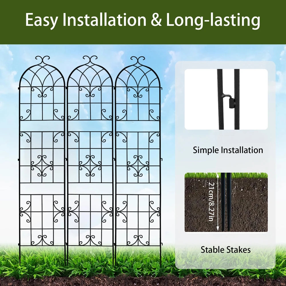 Tall Metal Garden Trellis For Climbing Plants Vines Support Fence