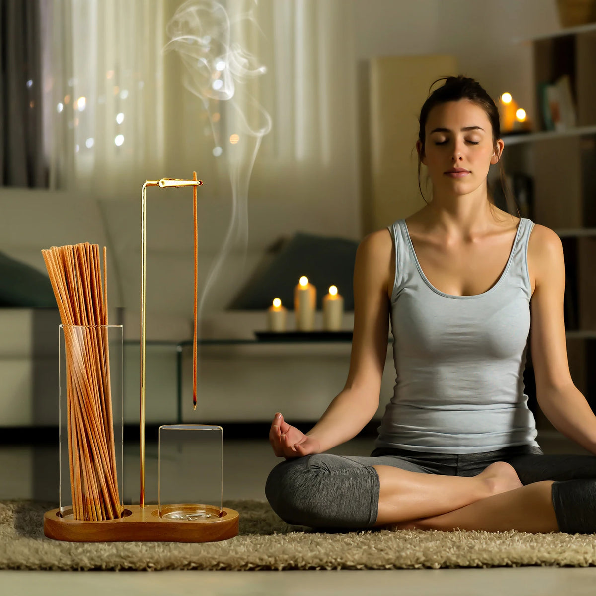 Glass Incense Burner With Anti Ash Catcher And Stick Organizer
