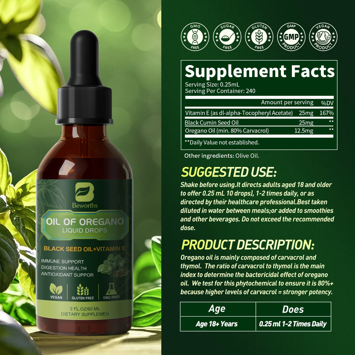 Beworths Oregano Oil Supplement With Black Seed And Vitamin E
