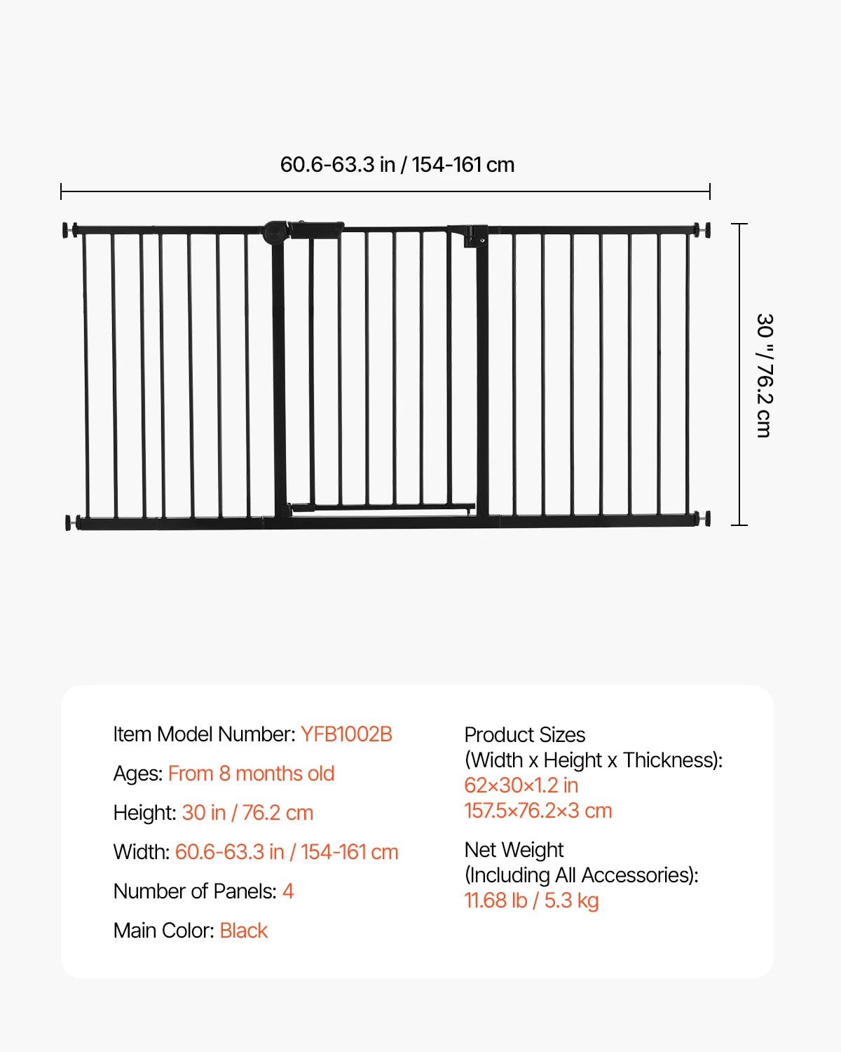 SucceBuy Pressure Mount Walk Through Baby And Pet Safety Gate