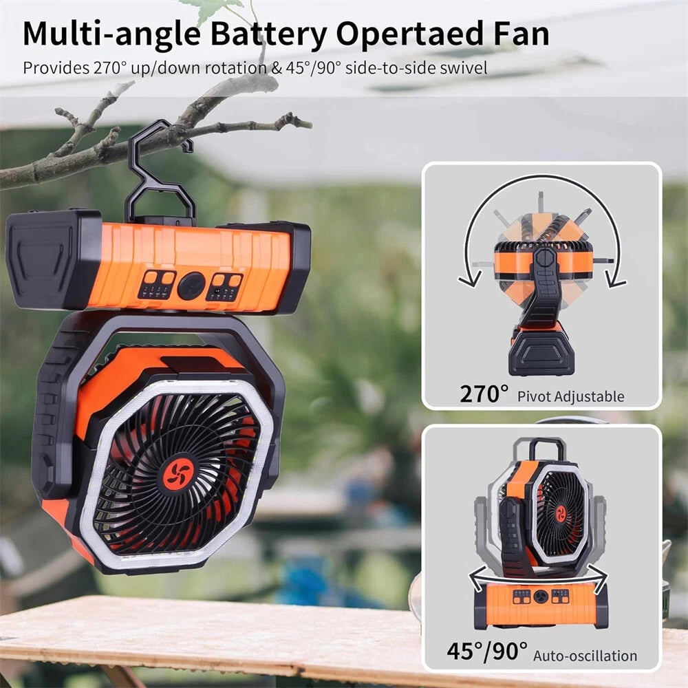 Battery Operated Portable Cooling Fan With Led Light
