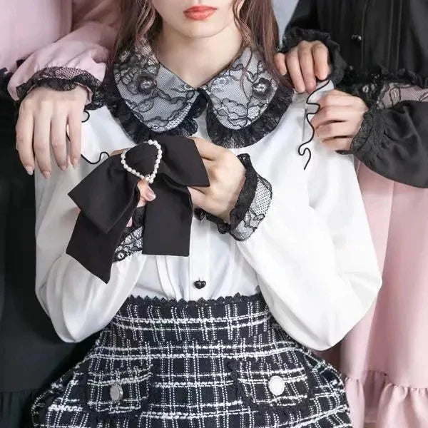 Japanese Gothic Lolita A-Line Lace Suspenders Skirt For Girls