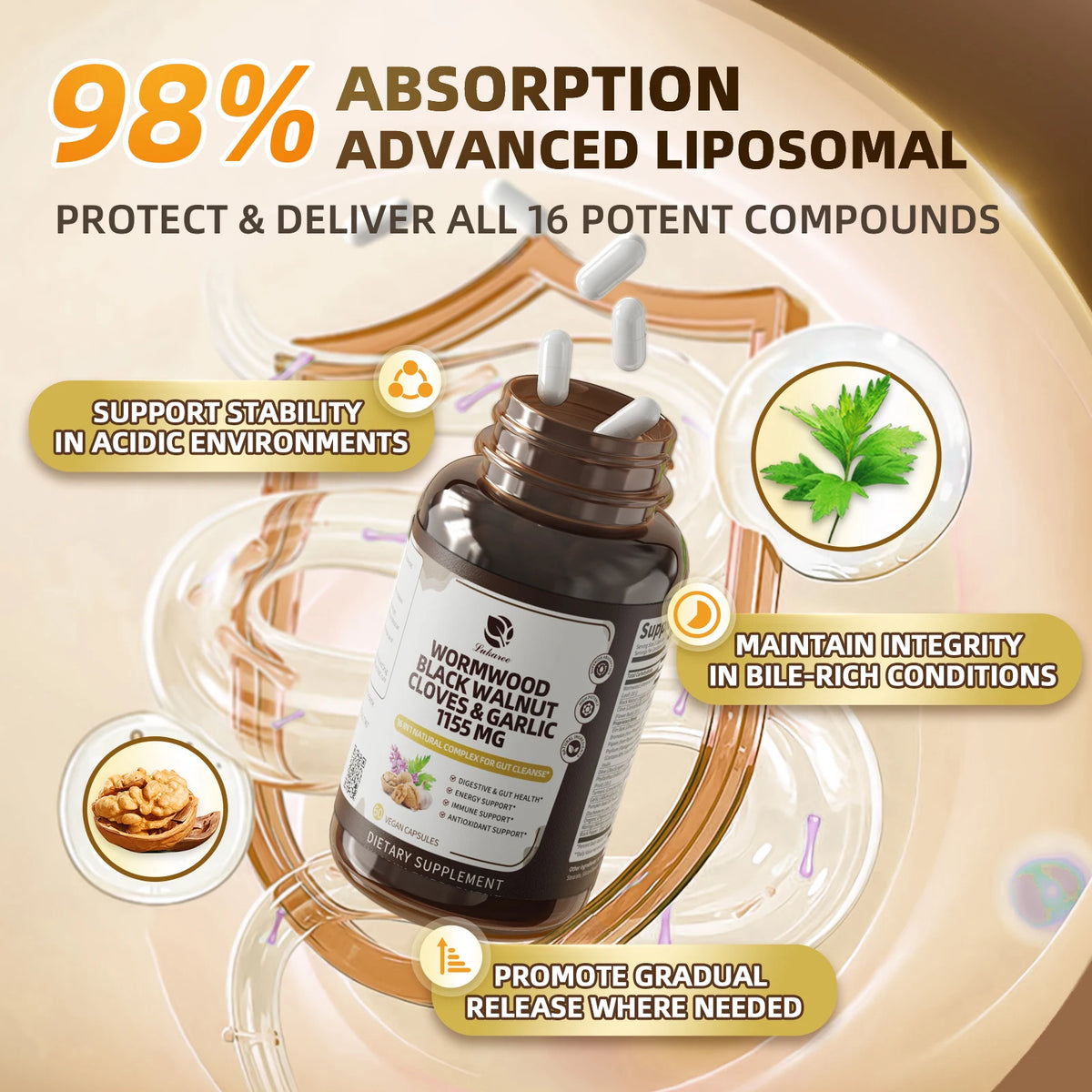 Beworths Black Walnut Wormwood Capsules For Gut Cleanse And Digestive Health