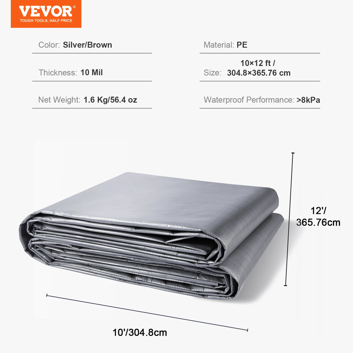 SucceBuy Heavy Duty Waterproof Tarpaulin With Aluminum Grommets