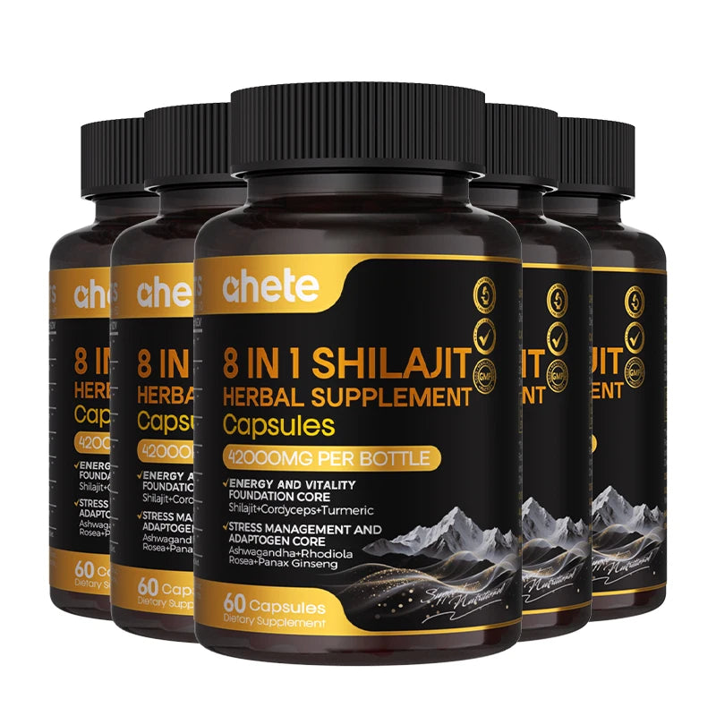 Ahete Shilajit Capsules With Indian Ginseng Rhodiola And Cordyceps