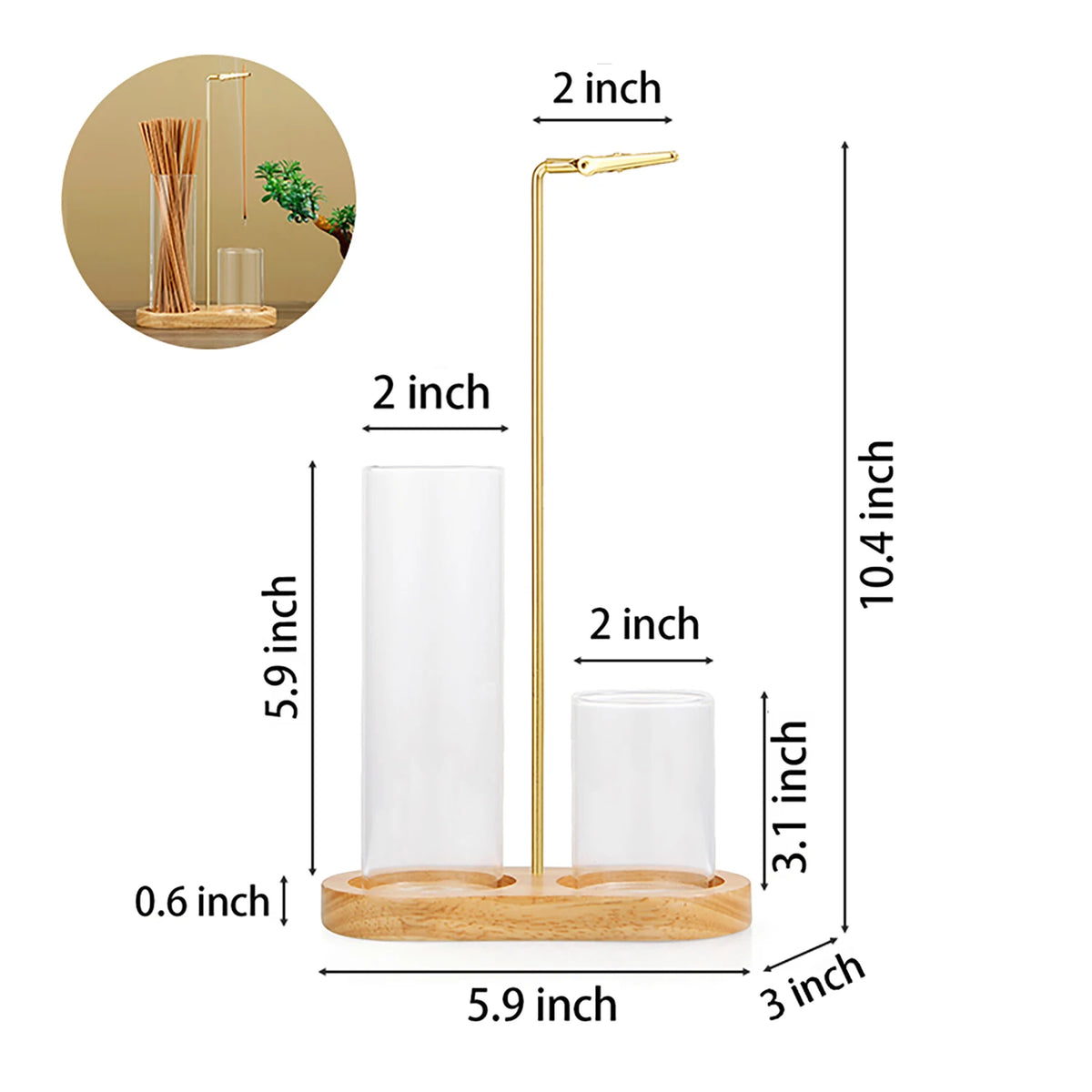 Glass Incense Burner With Anti Ash Catcher And Stick Organizer