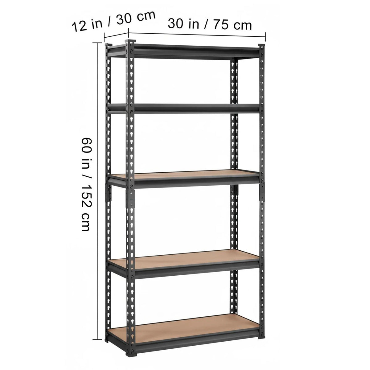 HiMiss 5 Tier Heavy Duty Adjustable Metal Storage Shelving Rack