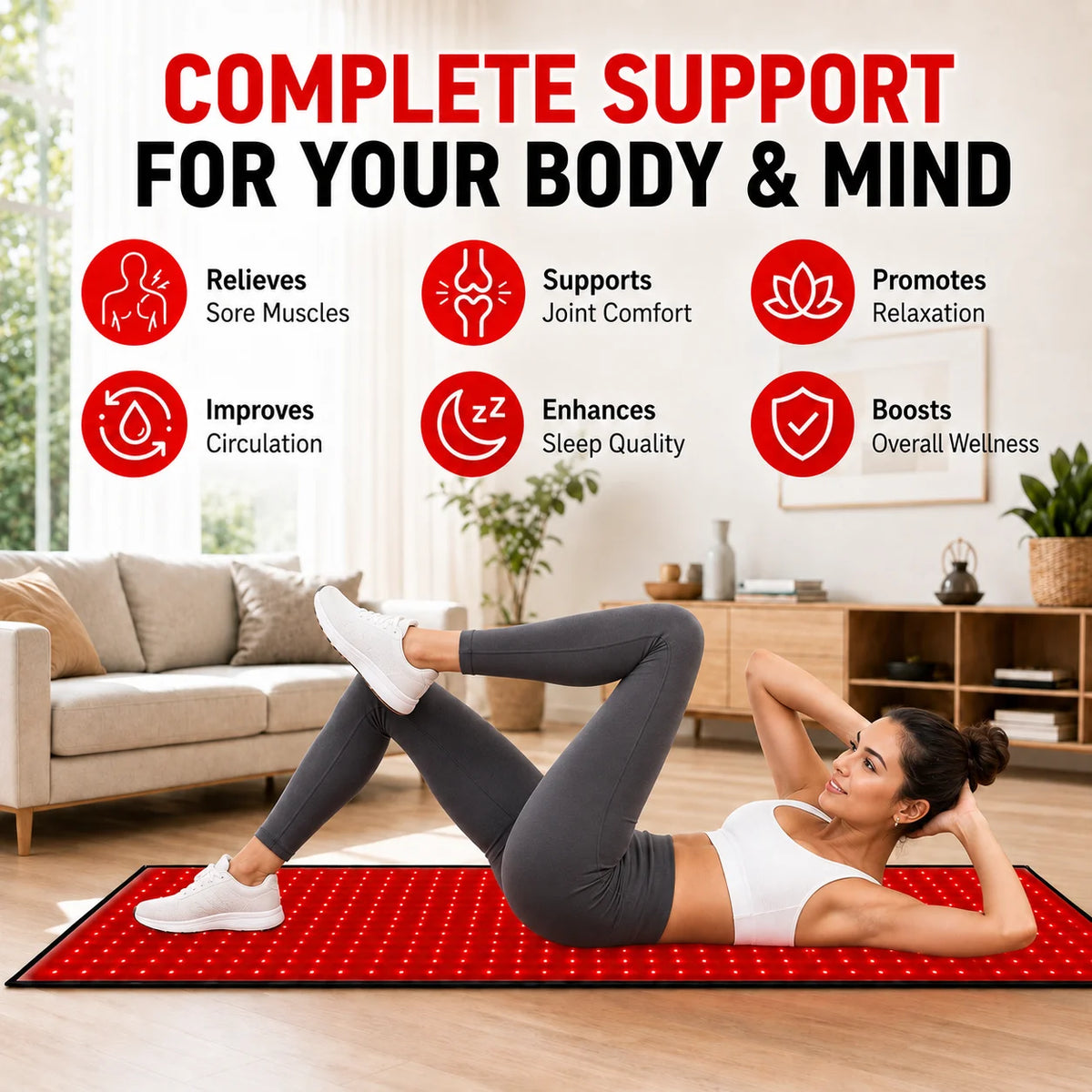 Red Light Therapy Mat 660Nm 850Nm Adjustable Timer Intensity