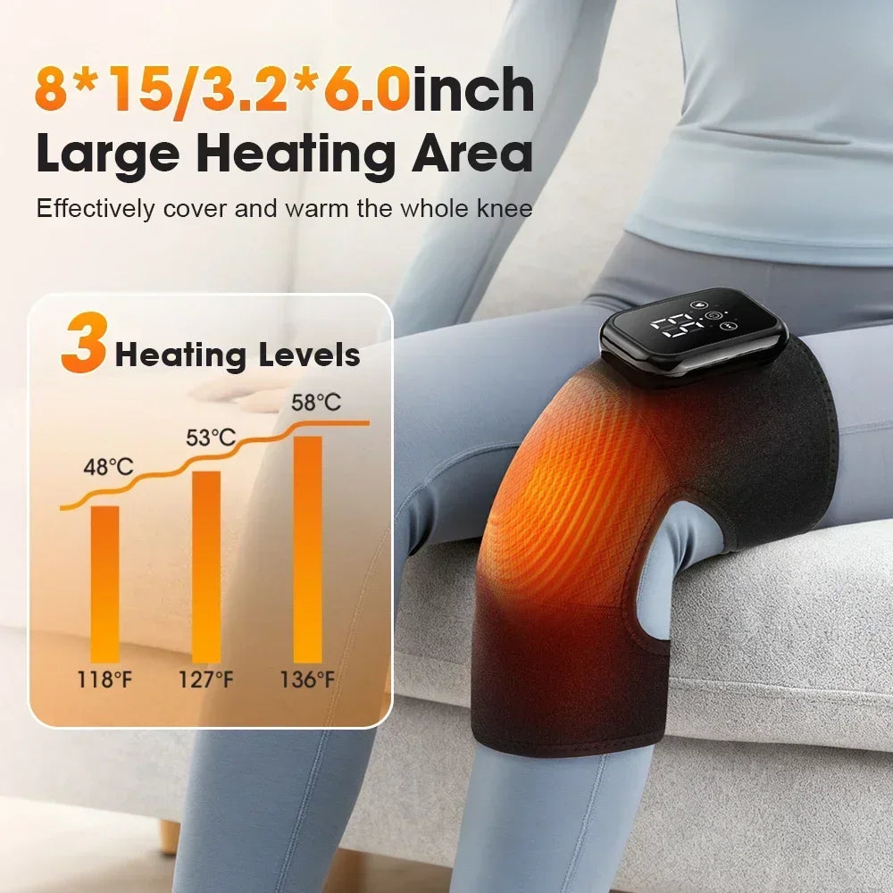 Hailicare Electric Knee Heating Massager Brace With Triple Heat Settings