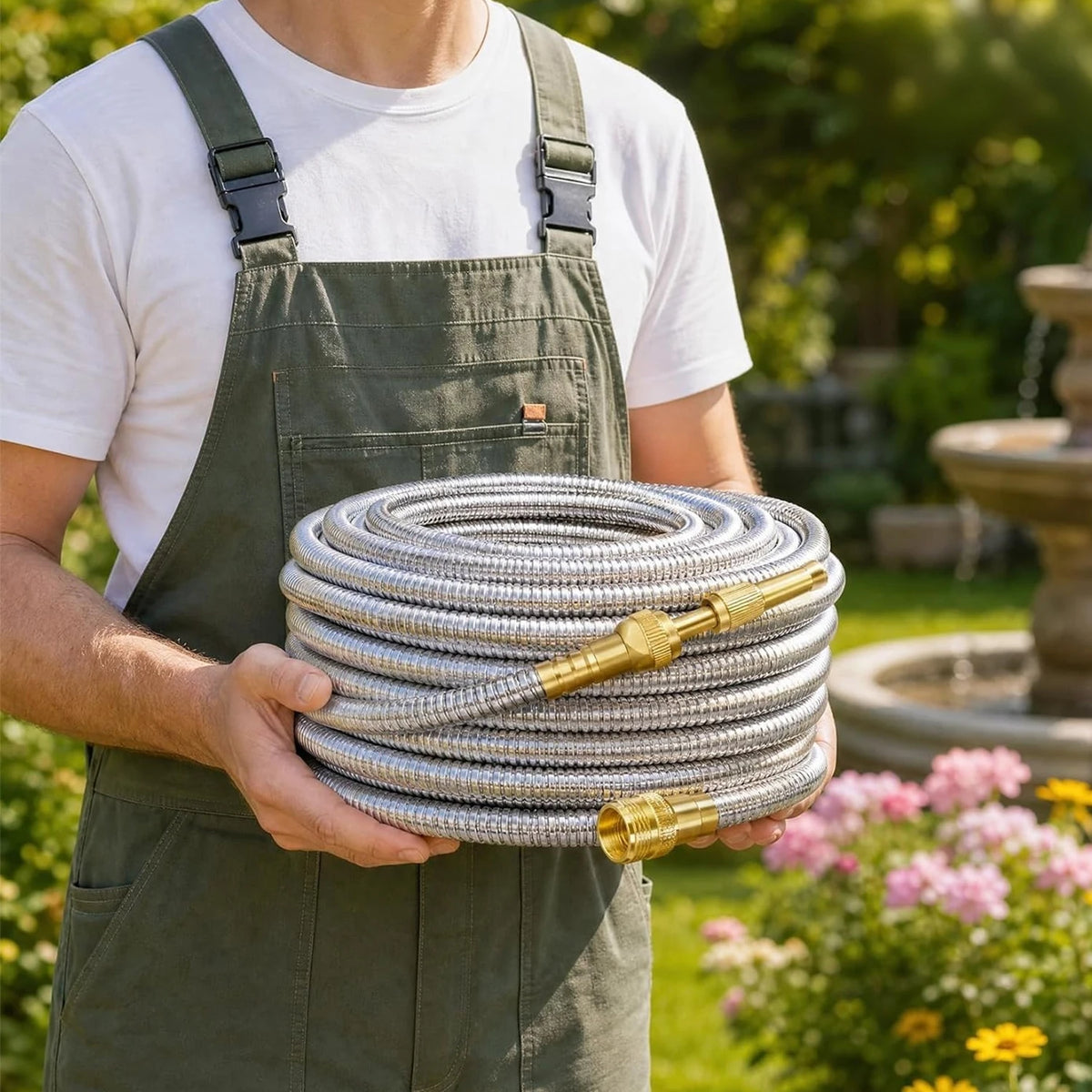 HiMiss Heavy Duty Stainless Steel Kink Proof Garden Hose