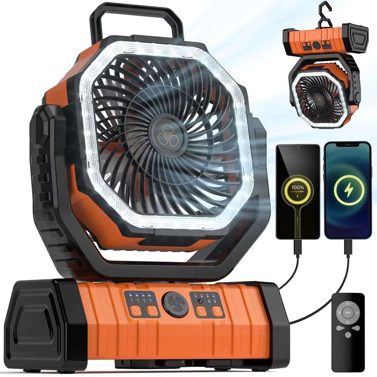 Battery Operated Portable Cooling Fan With Led Light