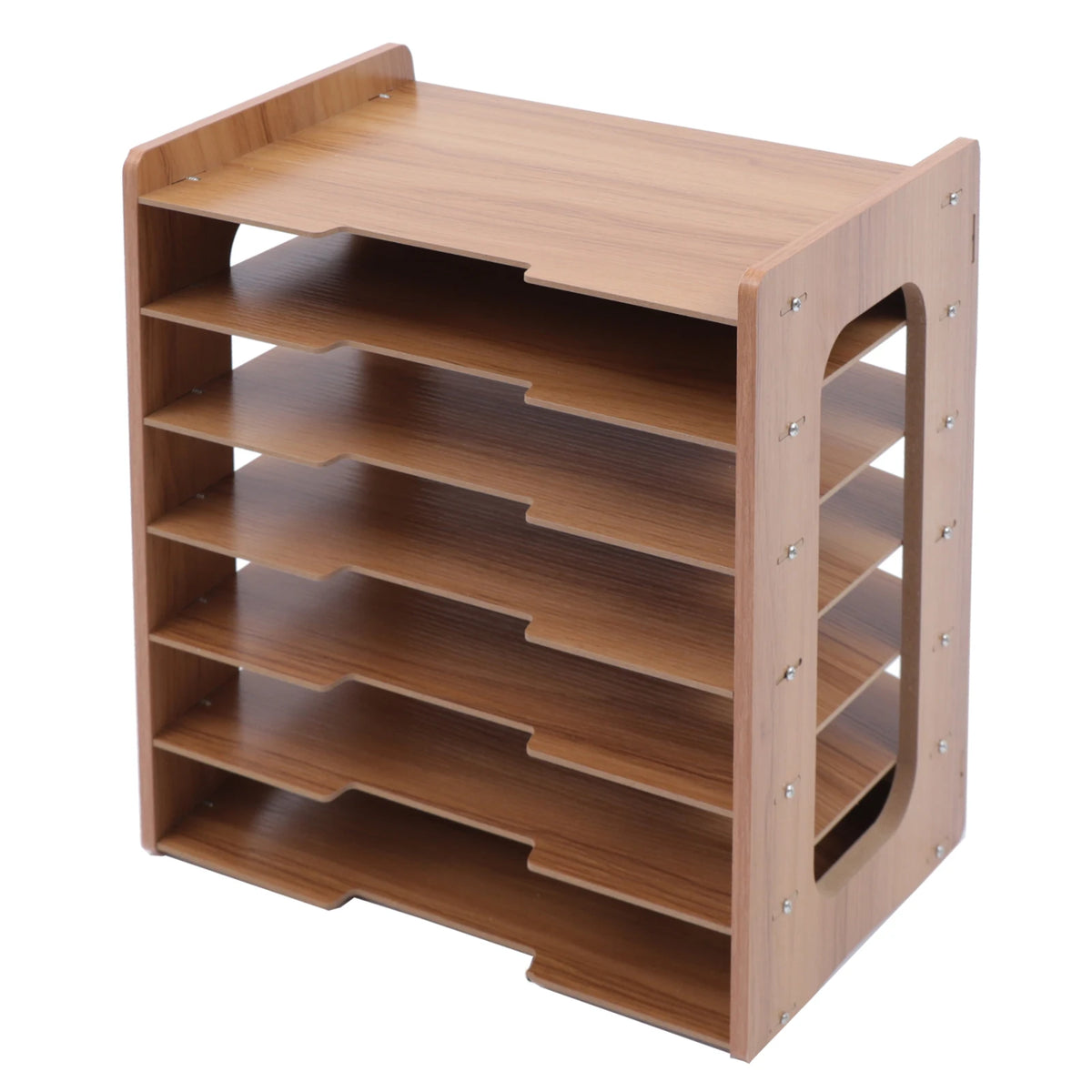 7 Tier Wooden Office Paper Organizer Desk File Sorter Rack