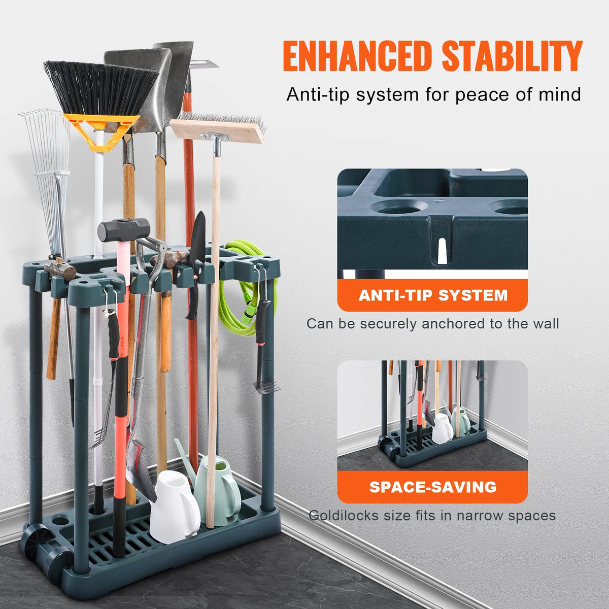 SucceBuy 10 Slot Garden Tool Organizer Storage Rack Stand