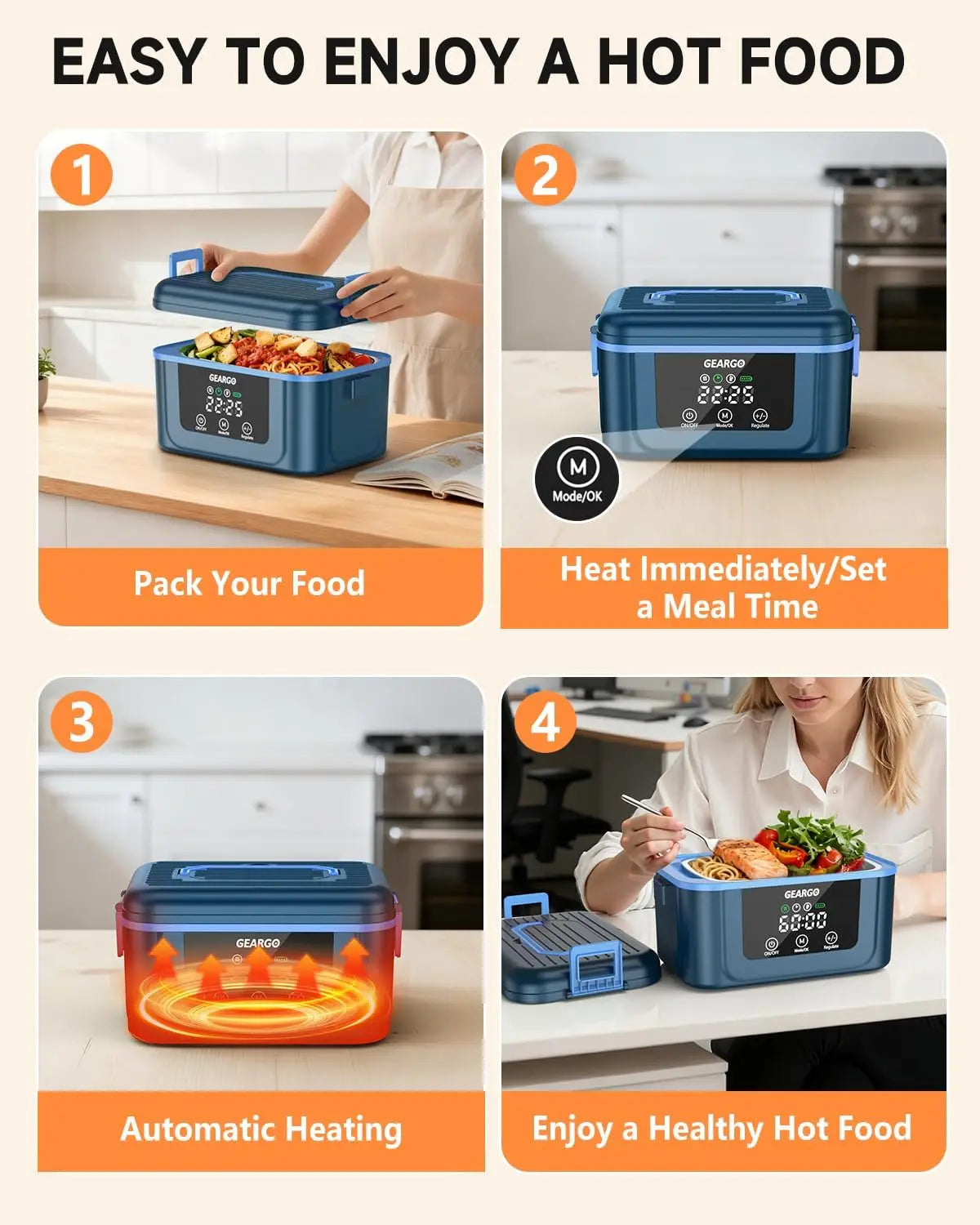 Rechargeable Cordless Electric Heated Lunch Box With Thermal Insulation