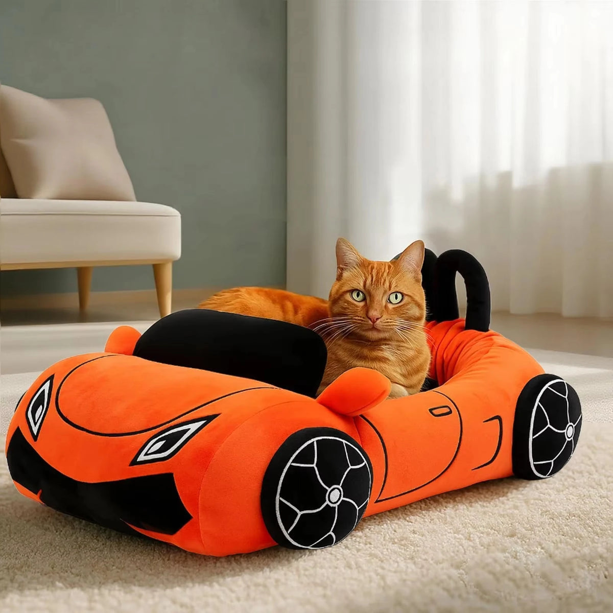 CWV Supercar Cat Bed Soft Coral Fleece Washable Pet Craddle`