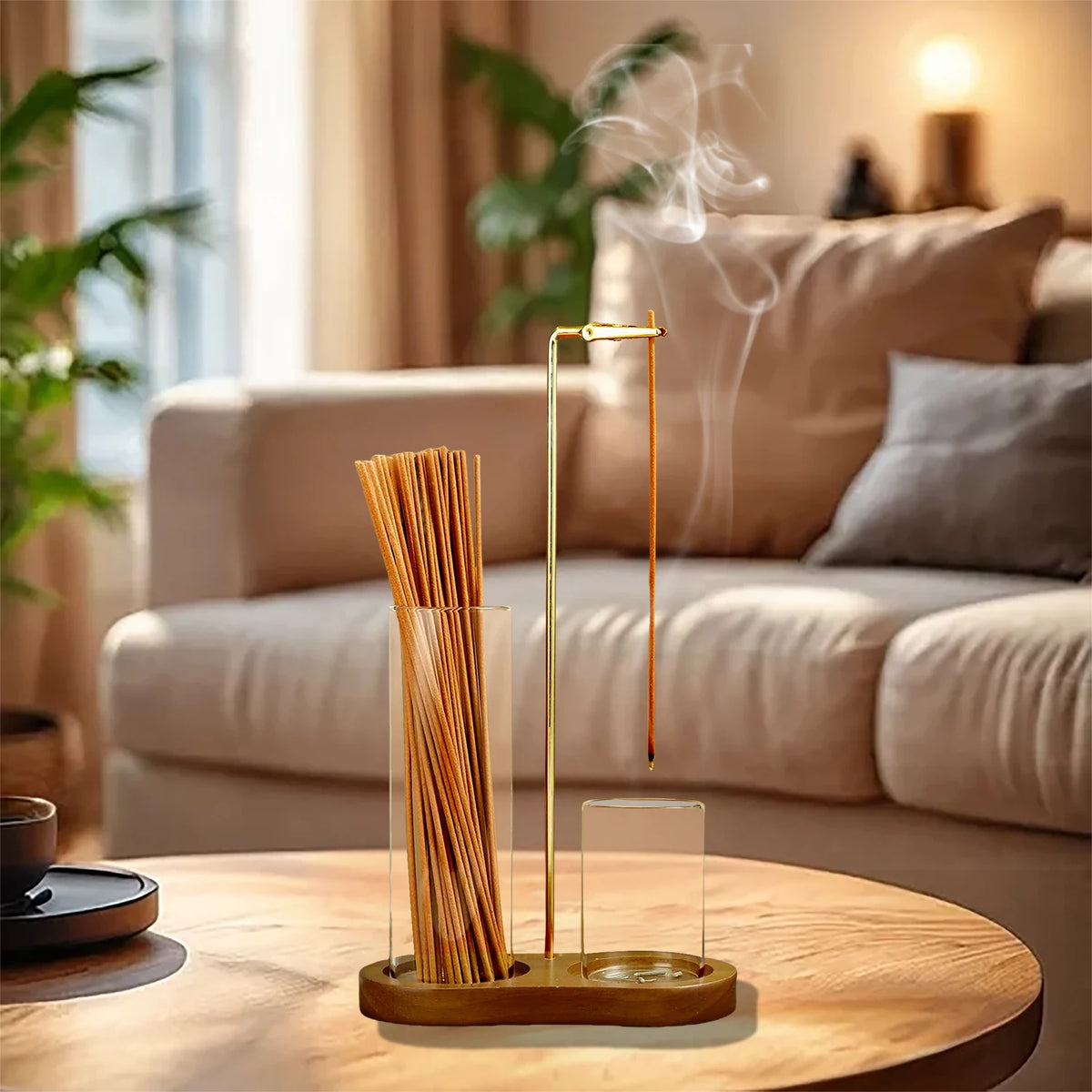 Glass Incense Burner With Anti Ash Catcher And Stick Organizer