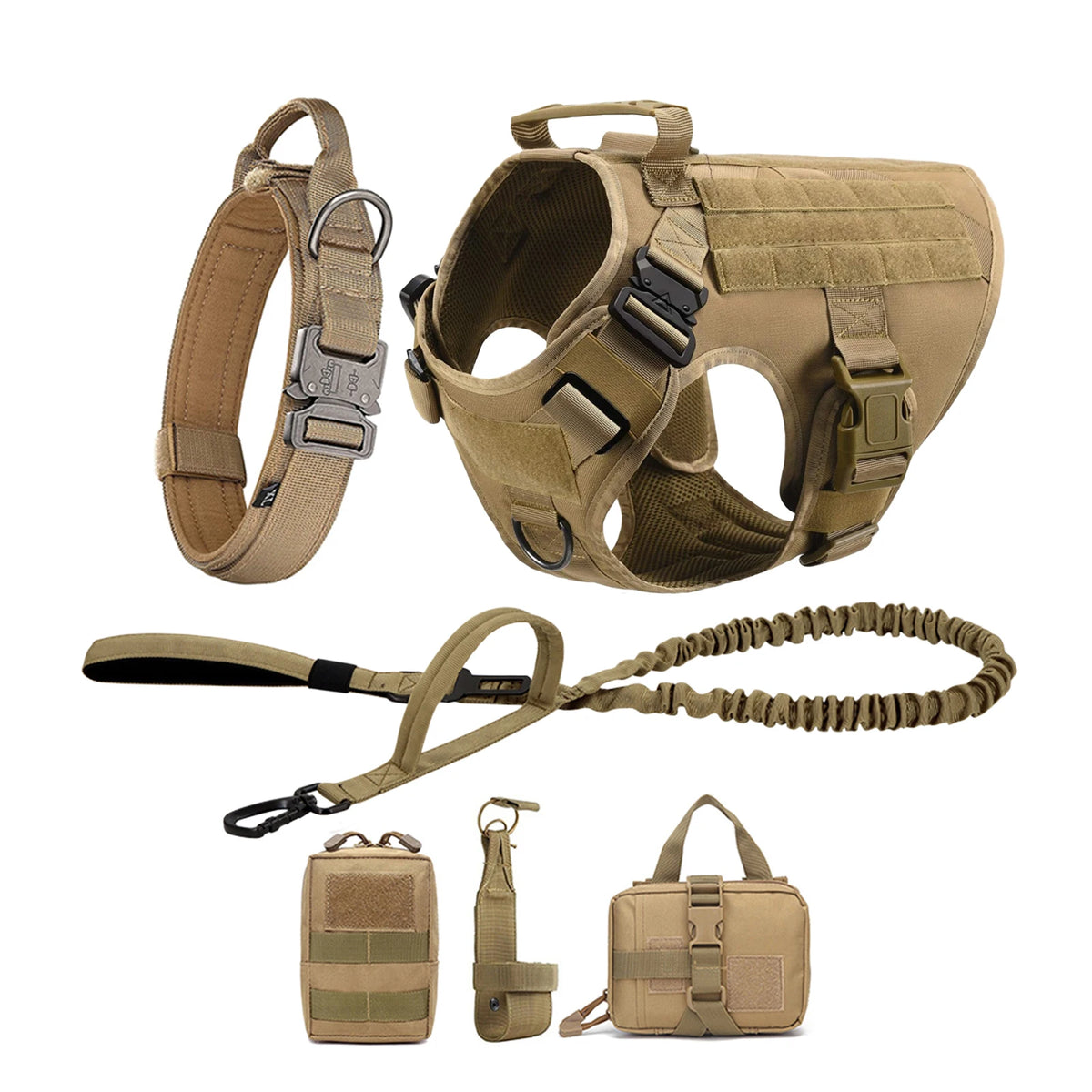 Tactical Nylon Molle Dog Harness Vest With Padded Quick Release