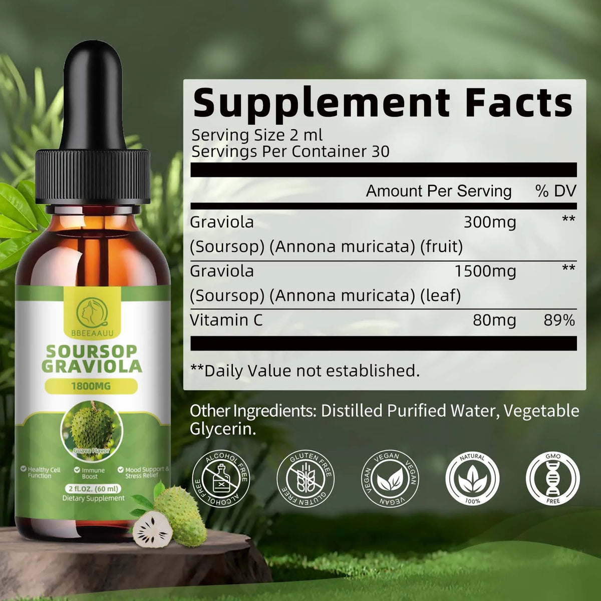Beworths Natural Soursop Graviola Extract Drops For Immunity