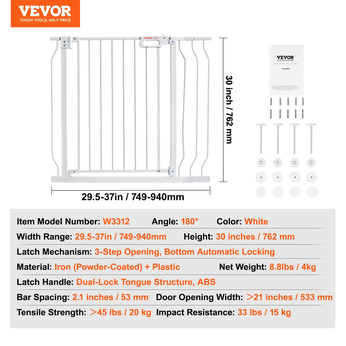 SucceBuy Pressure Mount Walk Through Baby And Pet Safety Gate