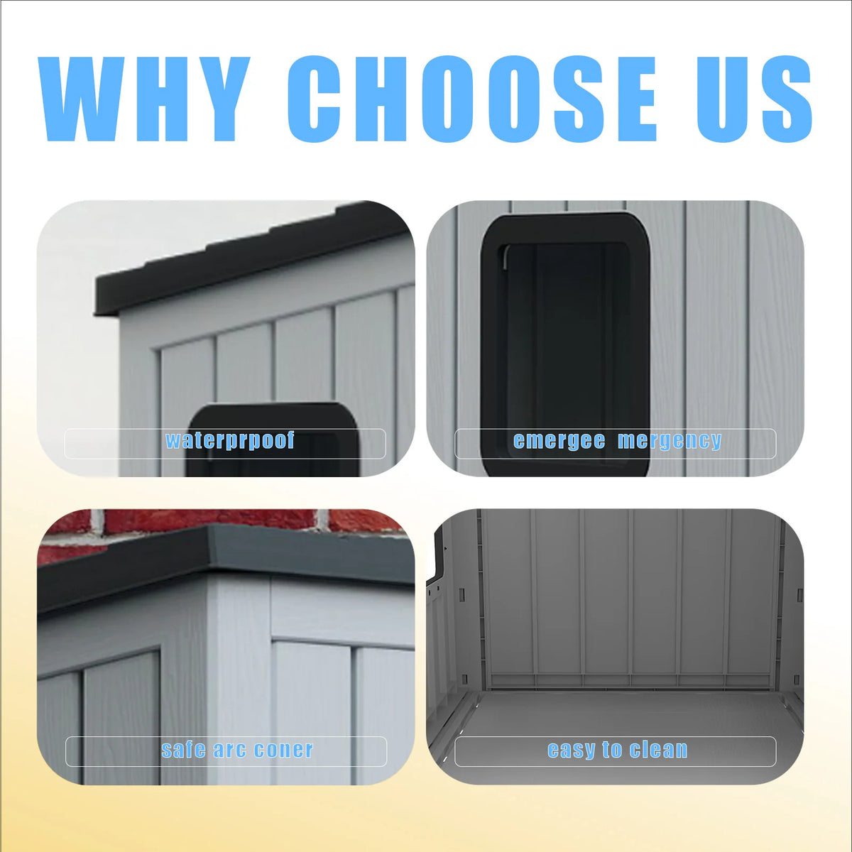 Waterproof Plastic Outdoor Pet Cabin With Sloped Roof