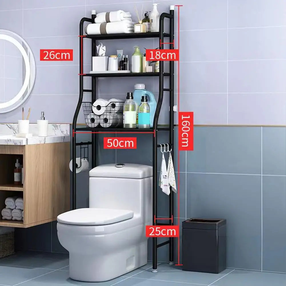 Over The Toilet Freestanding Bathroom Storage Organizer With Towel Hooks