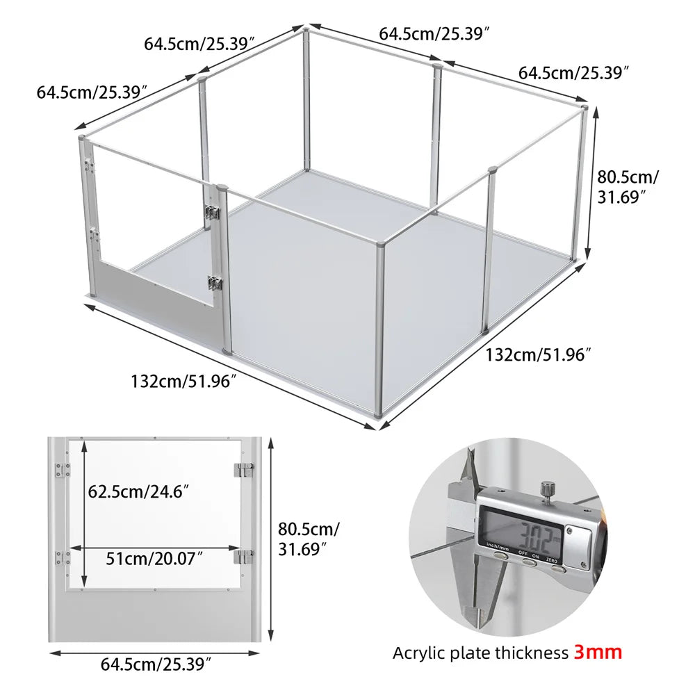 Borwart Indoor Acrylic Dog Playpen Enclosure Whelping Pen