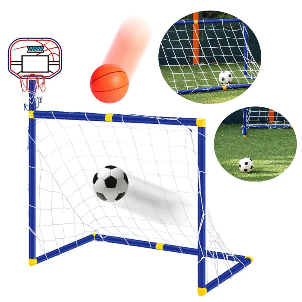 Kmoist Portable Basketball And Football Goal Set For Kids