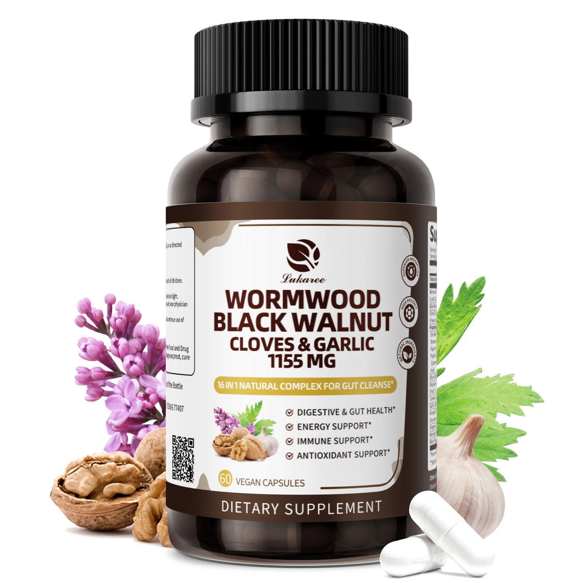 Beworths Black Walnut Wormwood Capsules For Gut Cleanse And Digestive Health