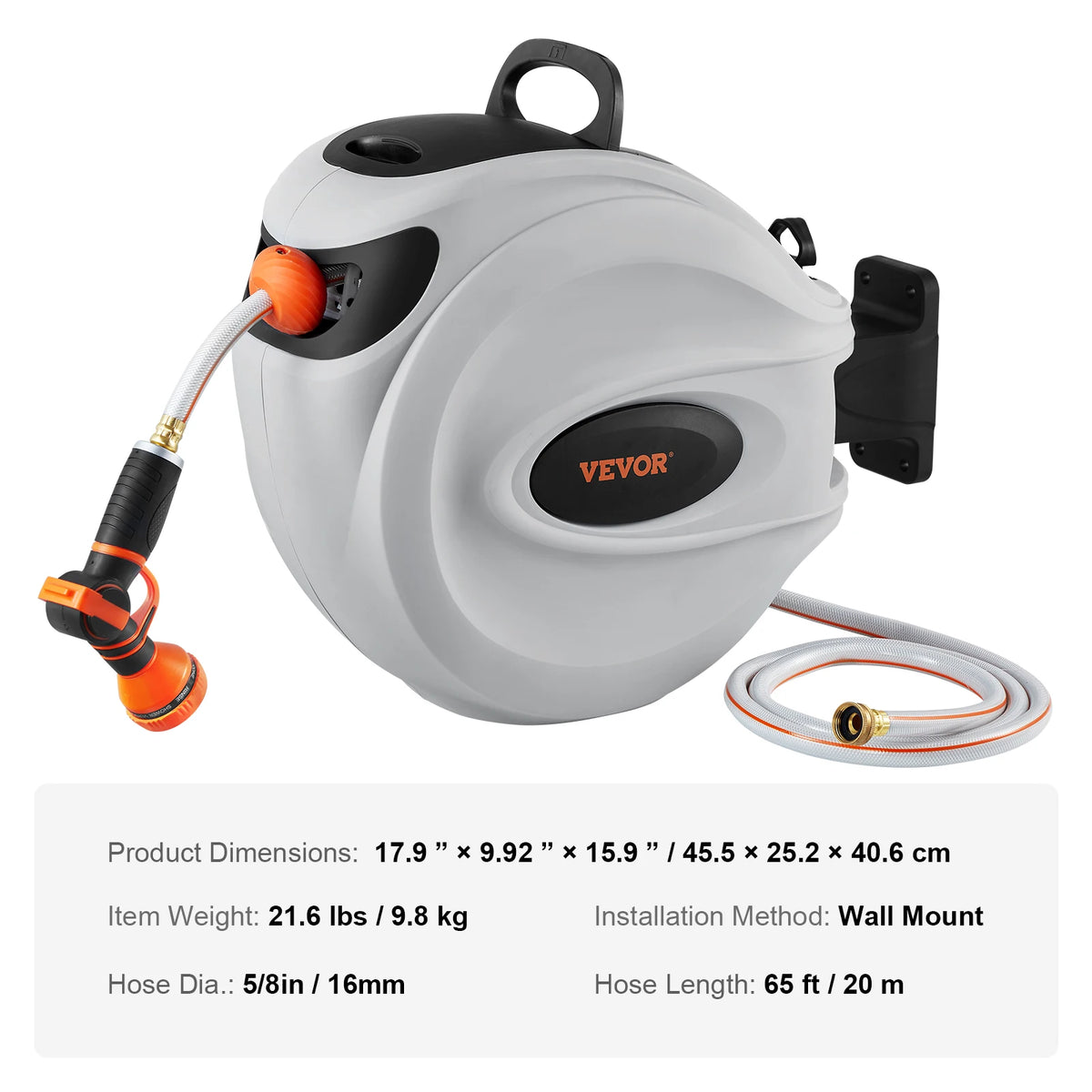 SucceBuy Retractable Hose Reel With Swivel Bracket And Auto Rewind