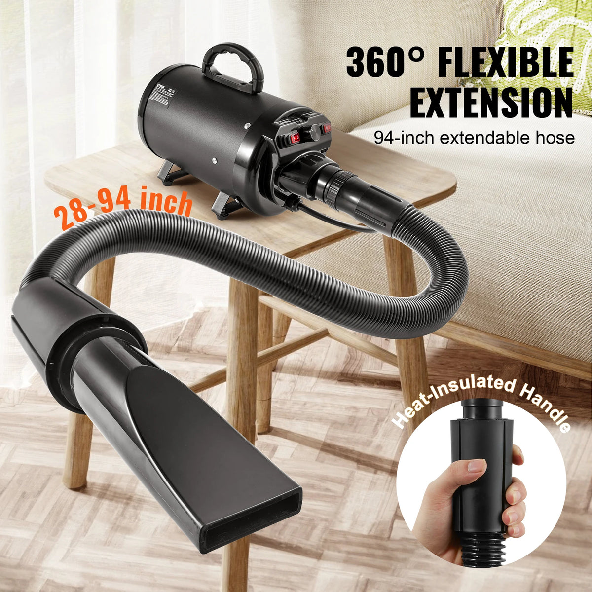 SucceBuy 2800W Pet Dog Dryer With Adjustable Settings And Attachments