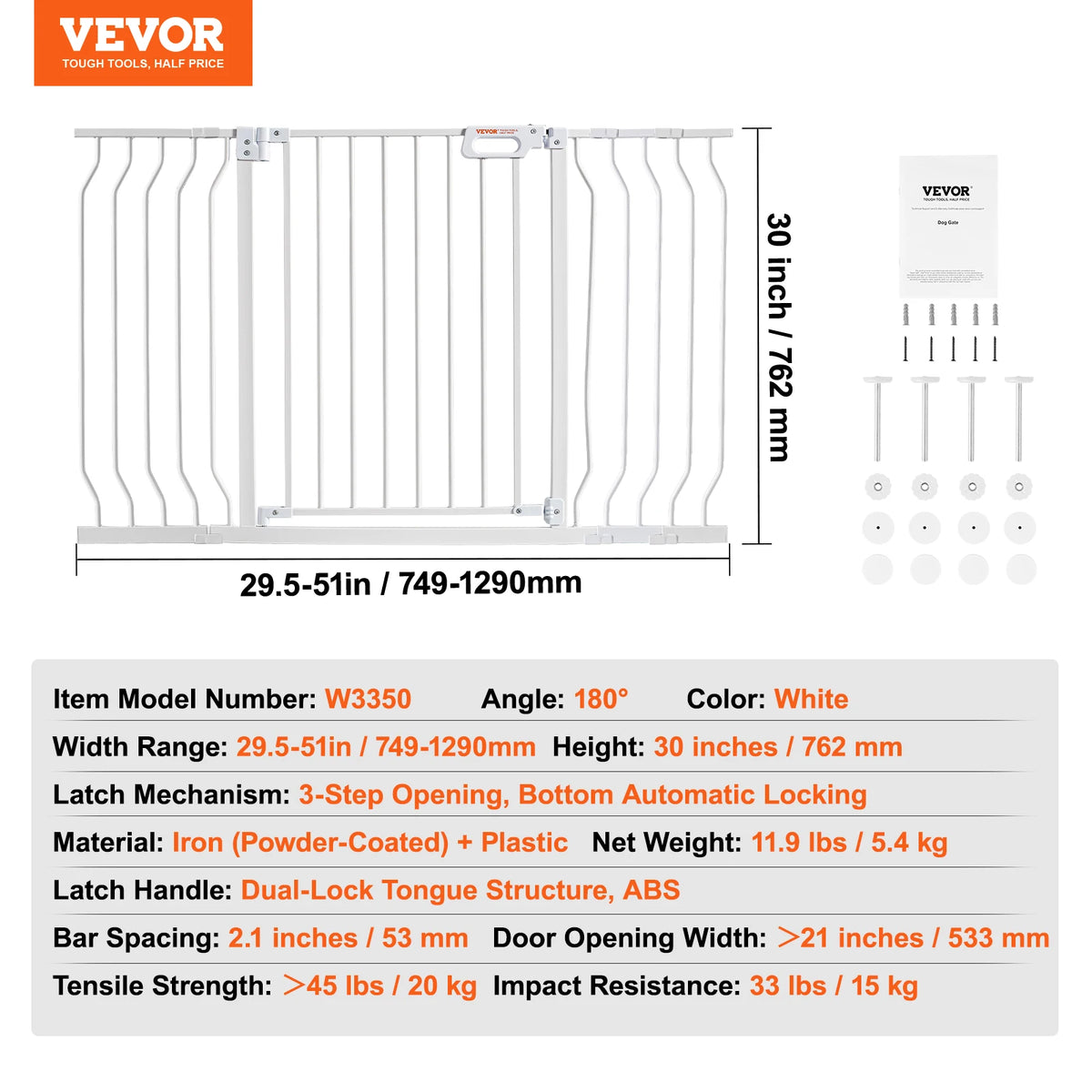 SucceBuy Pressure Mount Walk Through Baby And Pet Safety Gate