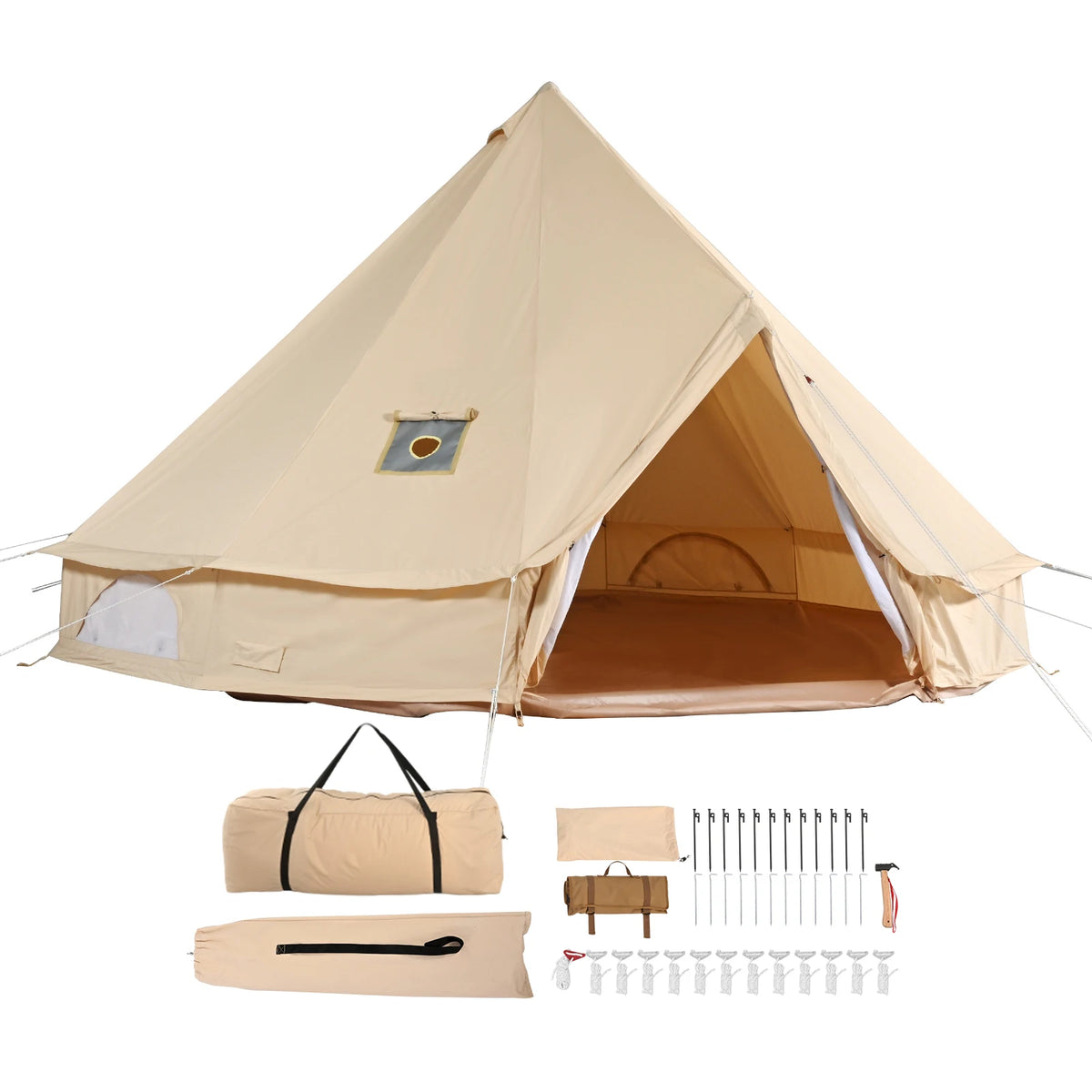 SucceBuy Four Seasons Canvas Bell Yurt Tent For Camping