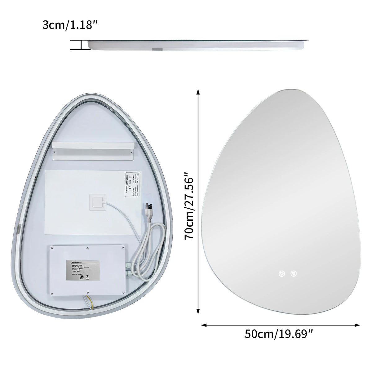 touch sensor led bathroom vanity mirror