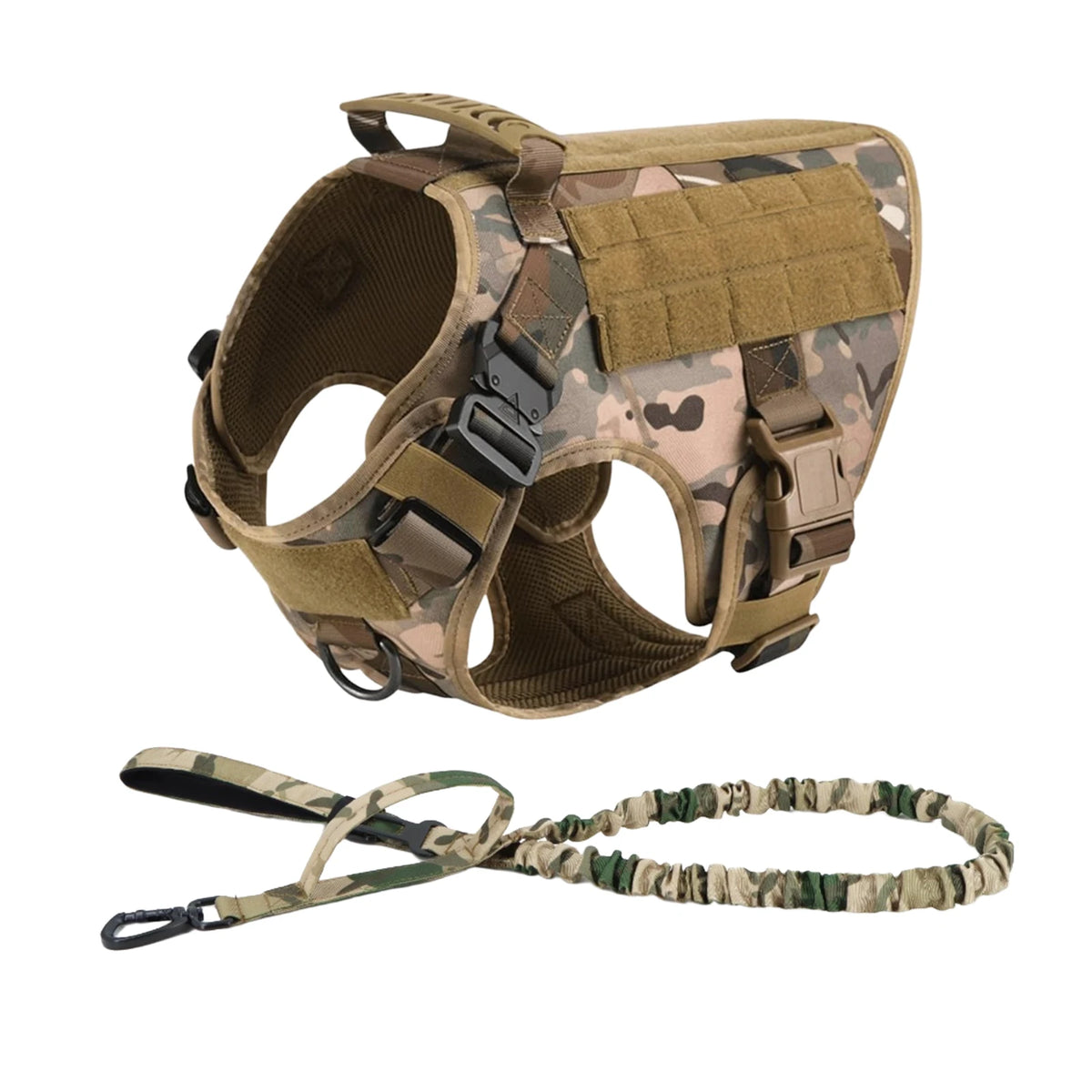 Tactical Nylon Molle Dog Harness Vest With Padded Quick Release