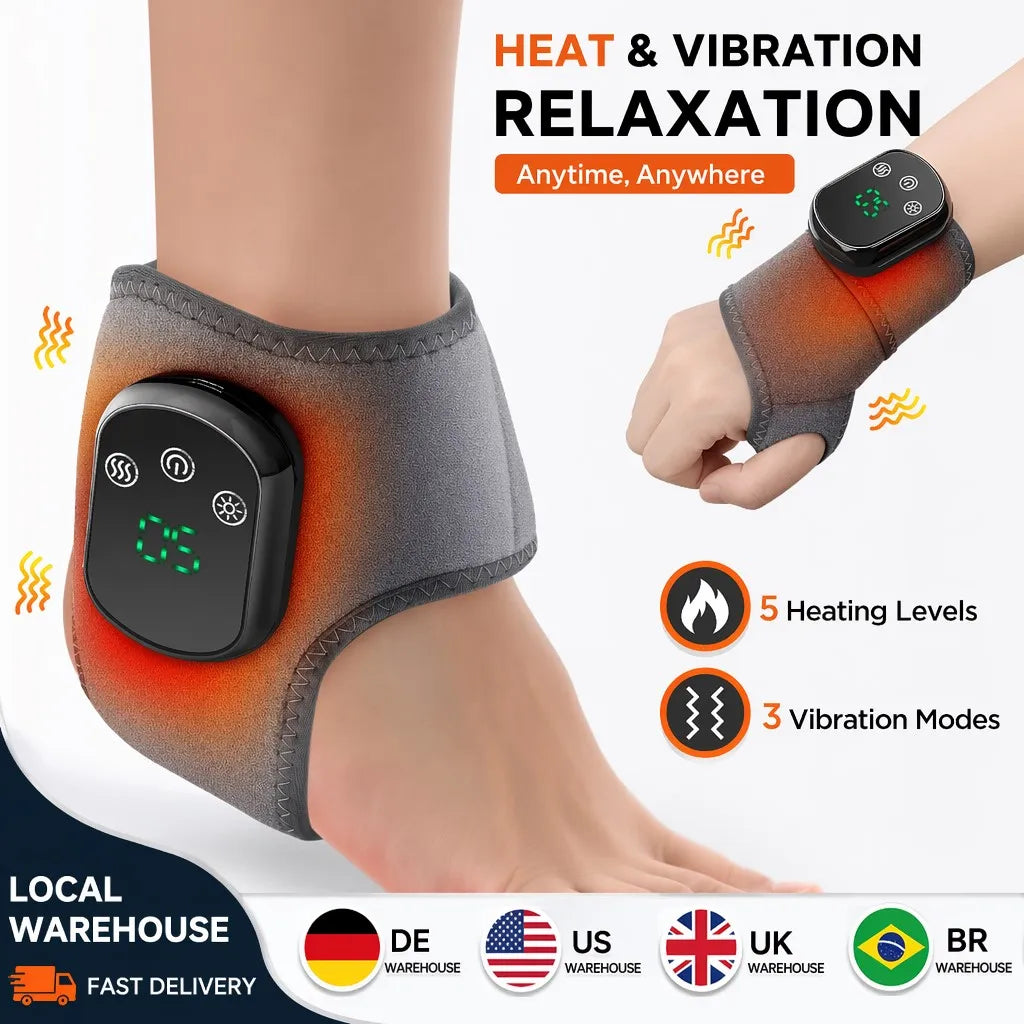 Hailicare Rechargeable Heated Ankle Brace With Vibration Massage