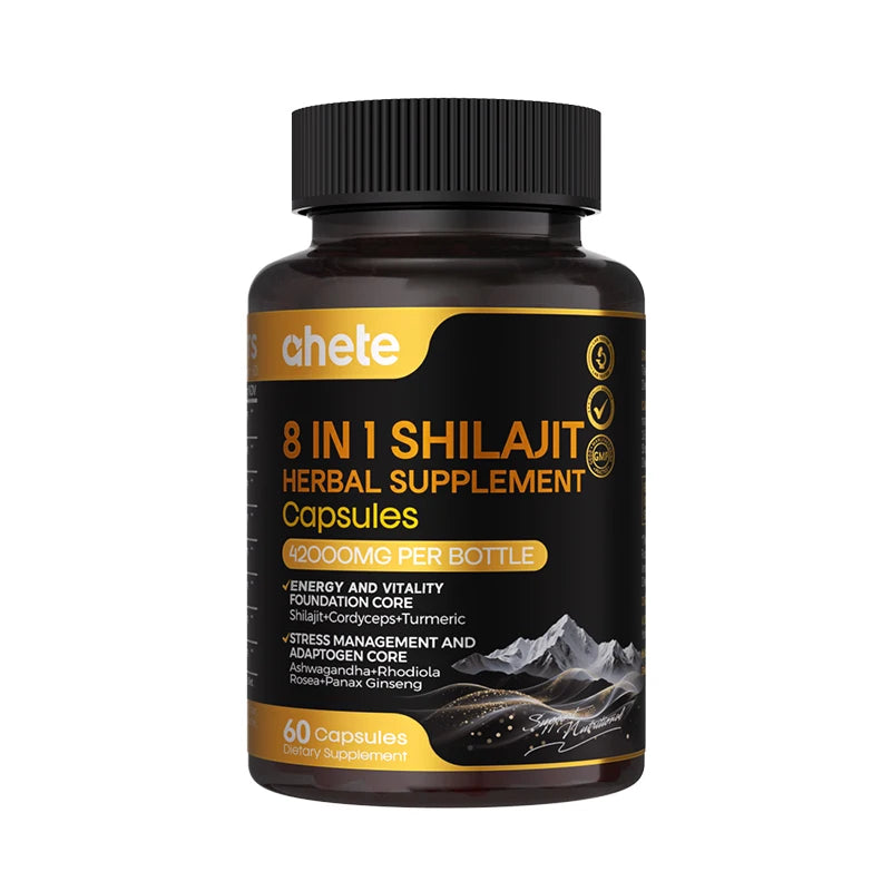 Ahete Shilajit Capsules With Indian Ginseng Rhodiola And Cordyceps