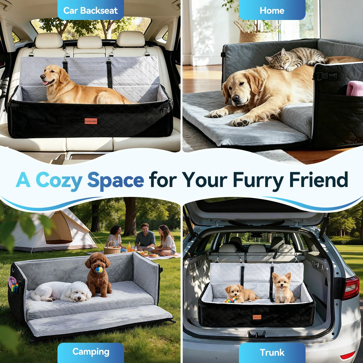 DOMIPET Multi Functional Dog Booster Seat With Thick Cushion