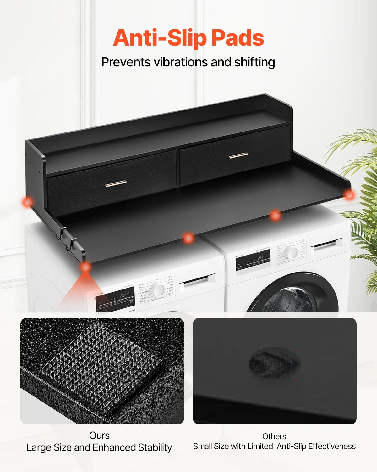 washer dryer countertop with storage shelf