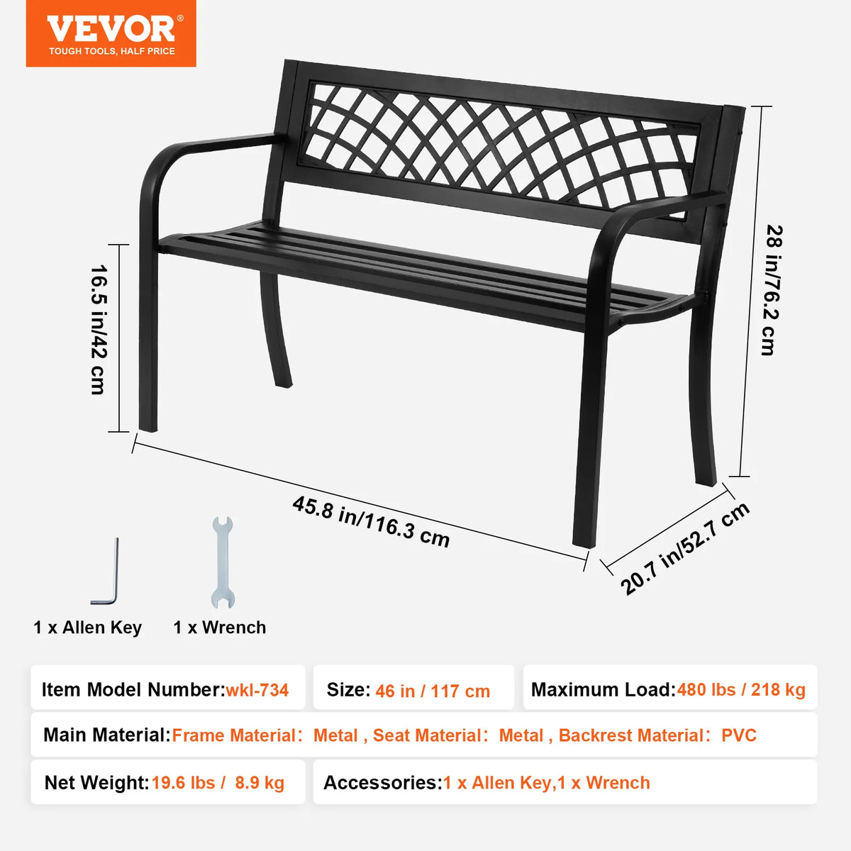 SucceBuy Heavy Duty Wooden Outdoor Garden Bench For Patio