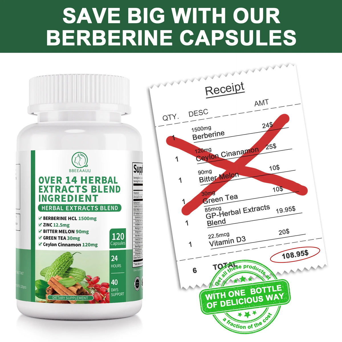 Beworths Berberine With Cinnamon Bitter Gourd Liver Gut Immune Support