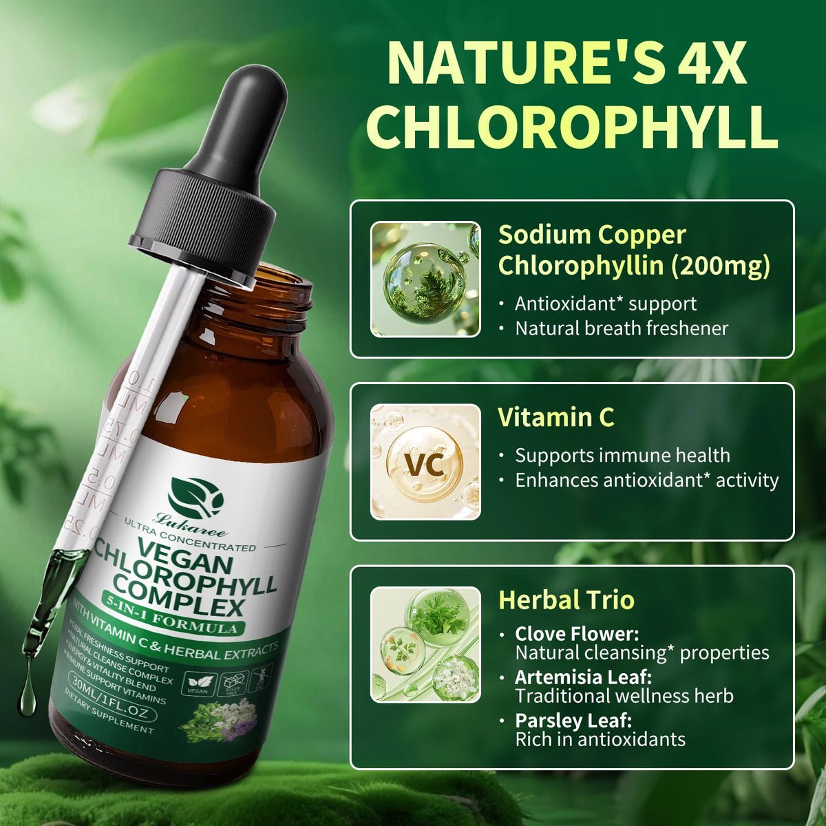 Lukaree Chlorophyll Liquid Drops Supports Natural Cleansing And Immunity