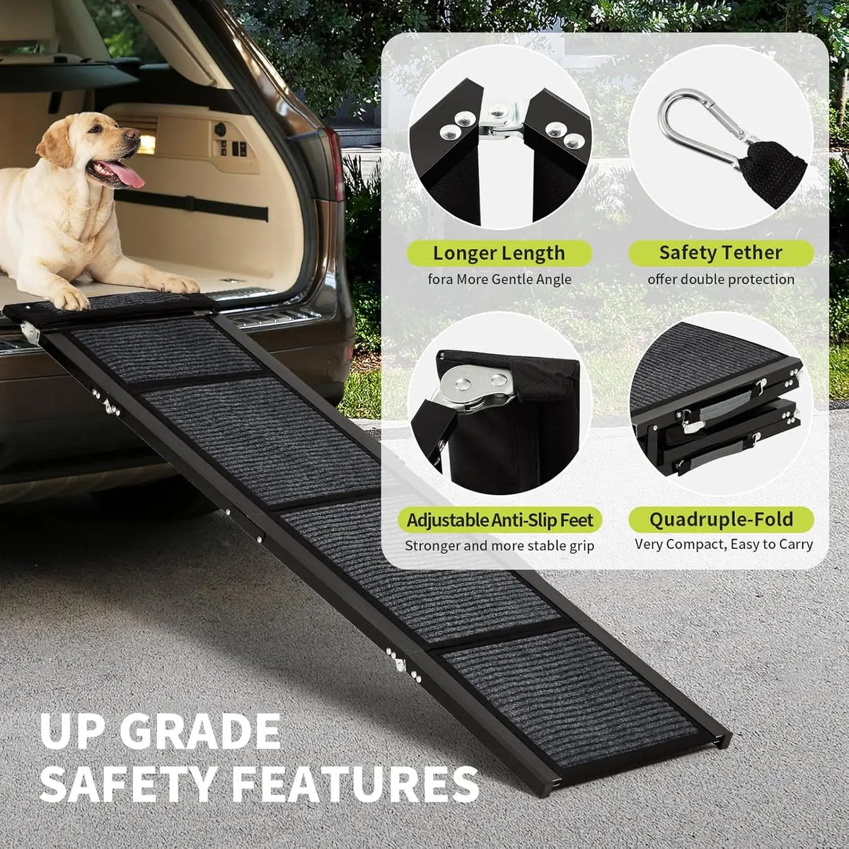 HiMiss Portable Folding Pet Ramp For Cars With Grip