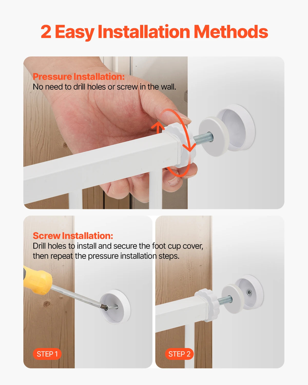 SucceBuy Pressure Mount Walk Through Baby And Pet Safety Gate