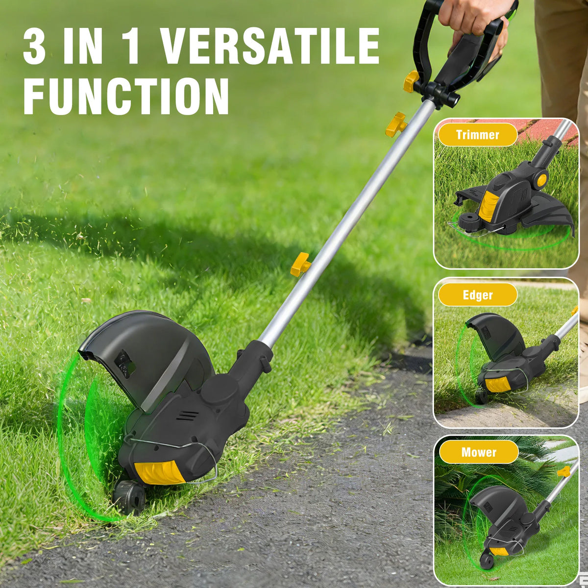 Cordless 3-in-1 String Trimmer and Lawn Edger with Battery Charger