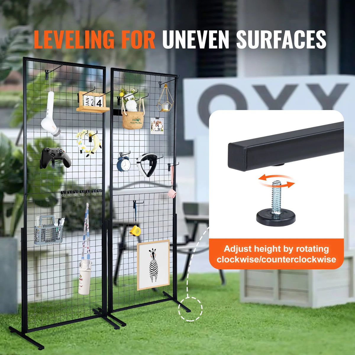 SucceBuy Double Sided Wire Grid Wall Display Rack With Hooks