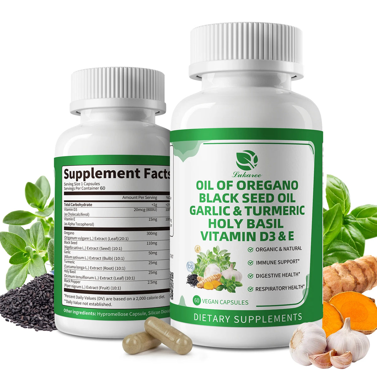 Beworths Oregano Oil Capsules With Garlic Turmeric Holy Basil Support