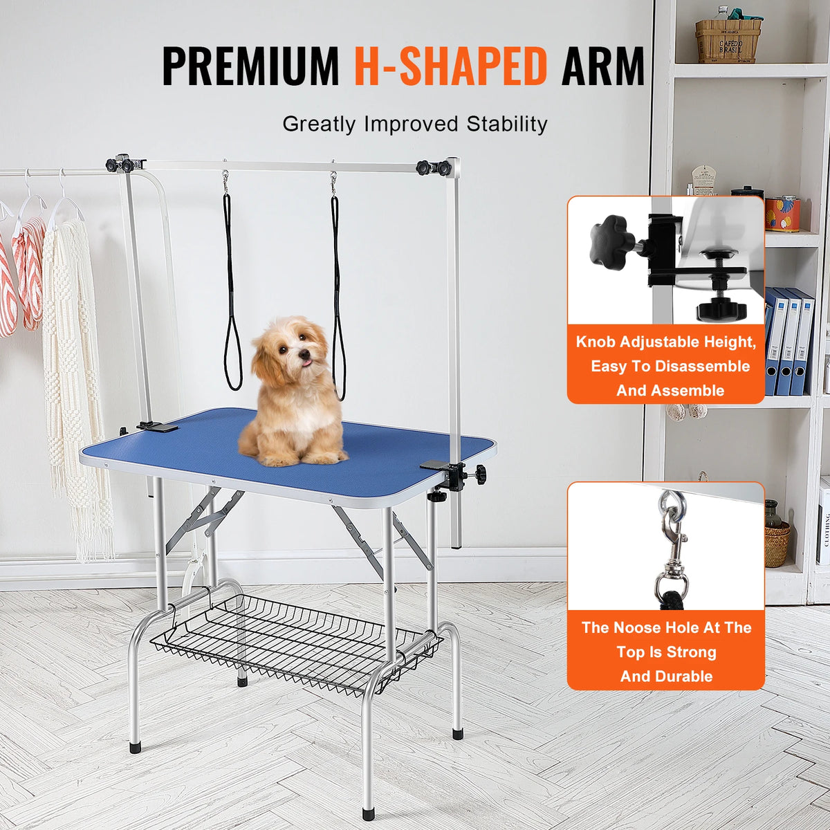 Foldable Pet Grooming Table With Clamp And Adjustable Arms